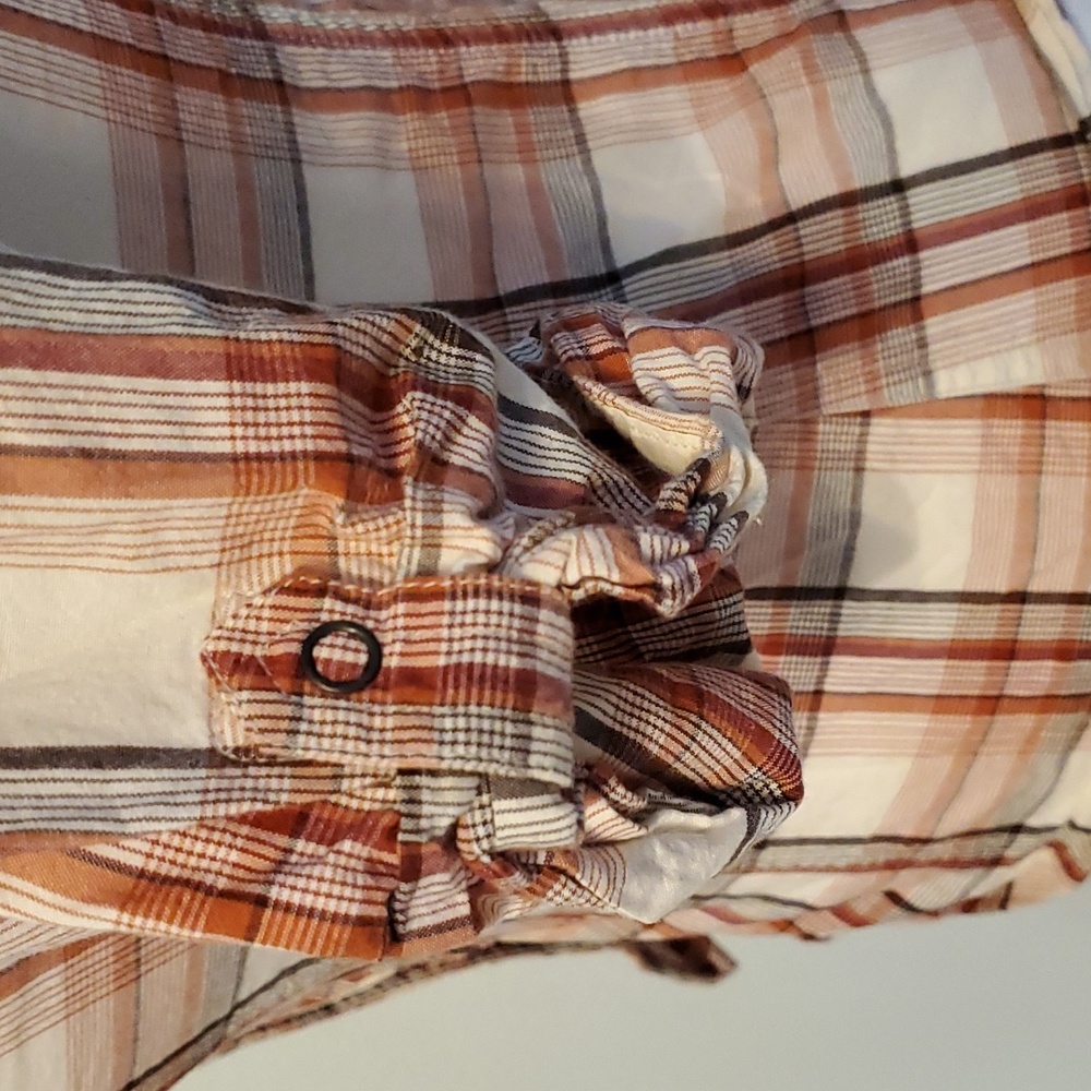 Orange Plaid Snap button down - Picture 4 of 8